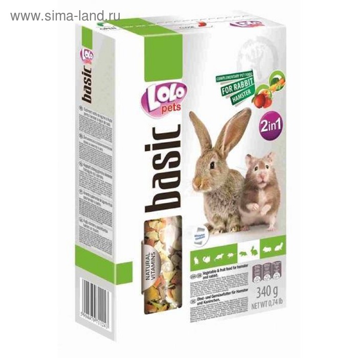 Корм LoLo Pets для хомяков и кроликов, овоще-фруктовый, 340 г