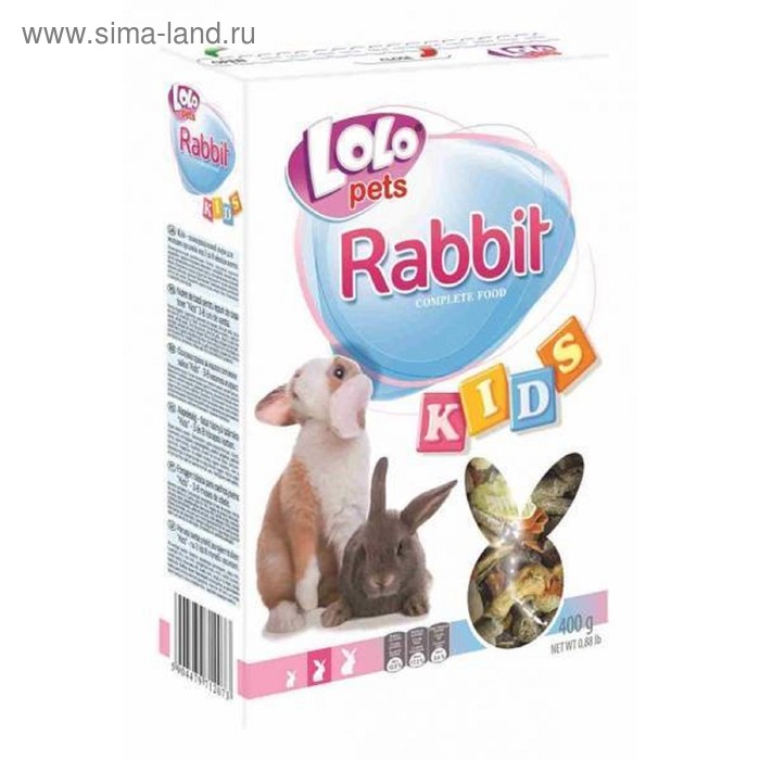 Корм LoLo Pets Kids для молодых кроликов возрастом от 3 до 8 месяцев, 400 г