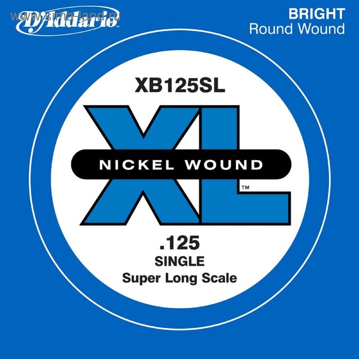 фото Отдельная струна для бас-гитары d'addario xb125sl nickel wound никелированная, .125, super long 45 d`addario