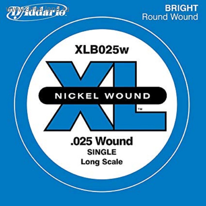 фото Отдельная струна для бас-гитары d'addario xlb025w nickel wound никелированная, .025 d`addario