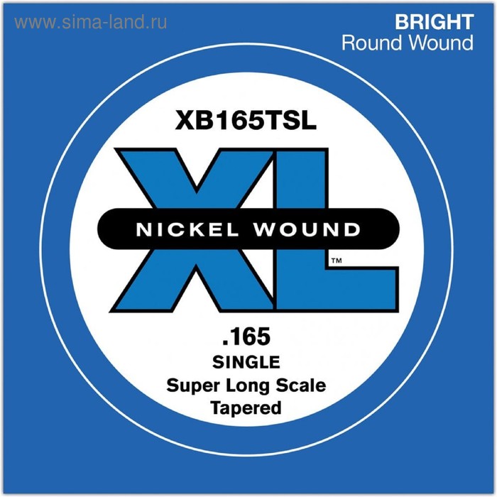 фото Отдельная струна для бас-гитары d'addario xb165tsl nickel wound tapered .165, super long scale 457 d`addario