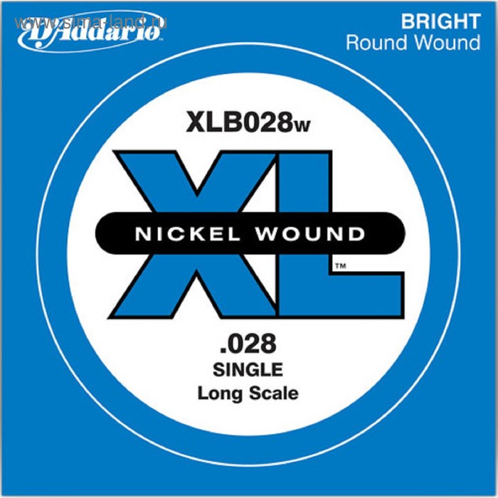 фото Отдельная струна для бас-гитары d'addario xlb028w nickel wound никелированная, .028 d`addario