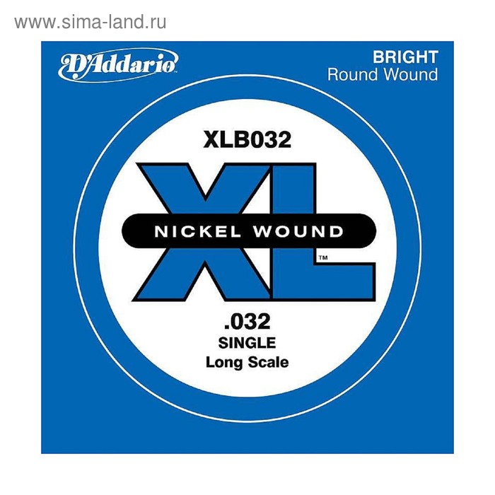 фото Отдельная струна для бас-гитары d'addario xlb035 nickel wound никелированная, .035 d`addario