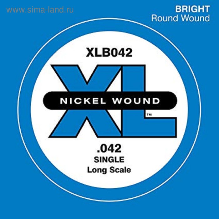 фото Отдельная струна для бас-гитары d'addario xlb042 nickel wound никелированная, .042 d`addario