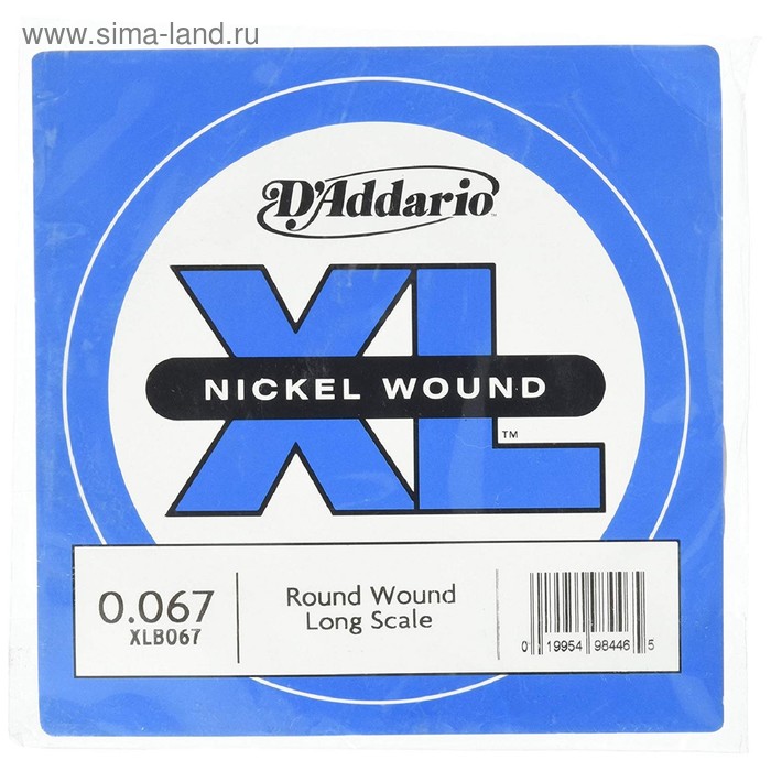 фото Отдельная струна для бас-гитары d'addario xlb067 nickel wound никелированная, .067 d`addario