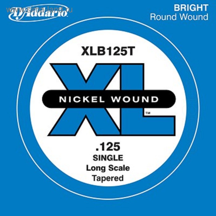 фото Отдельная струна для бас-гитары d'addario xlb125t nickel wound tapered никелированная, .125 457648 d`addario