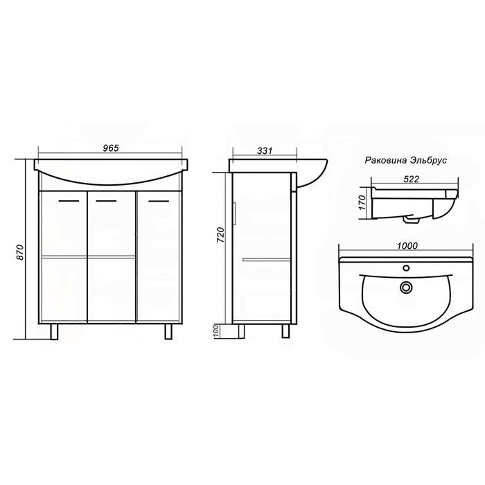 фото Тумба элеганс 100 с раковиной эльбрус logro