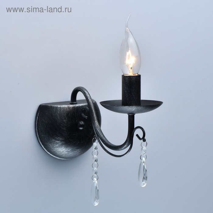 

Бра "Аврора", 60Вт E14, цвет чёрный, серебро
