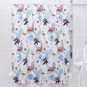 Штора для ванной комнаты Доляна «Фламинго», 180×180 см, полиэстер Ош