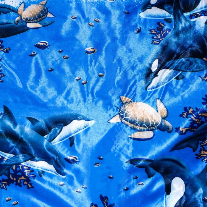 

Штора для ванны Доляна «Киты и черепахи», 180×160 см, полиэстер