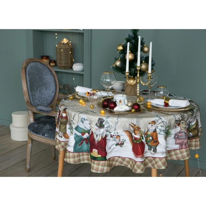 фото Скатерть "этель" winter holidays d=150см +/-3см с гмво, 100% хл, саржа 190 гр/м2
