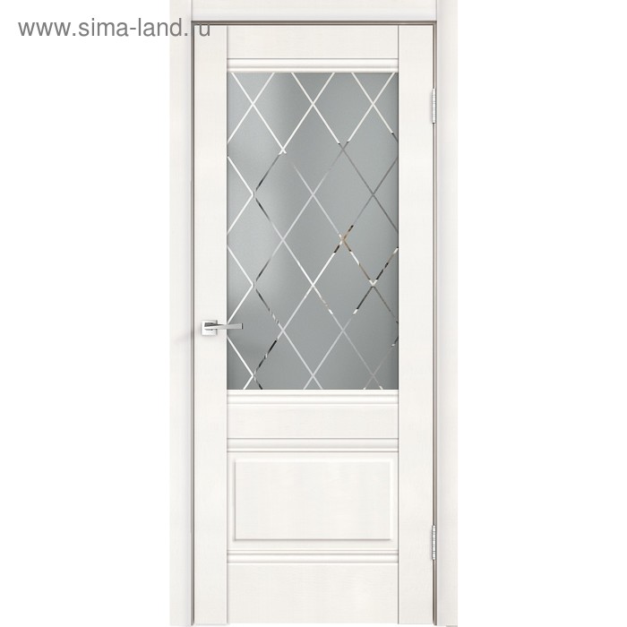 Дверное полотно Alto 2V Белый Эмалит, стекло РОМБ светлый 2000х600