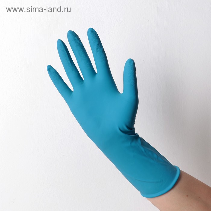 Перчатки латексные неопудренные High Risk, смотровые, нестерильные, текстурированные, размер L, 31,4 гр, 50 шт/уп, цена за 1 шт, цвет голубой