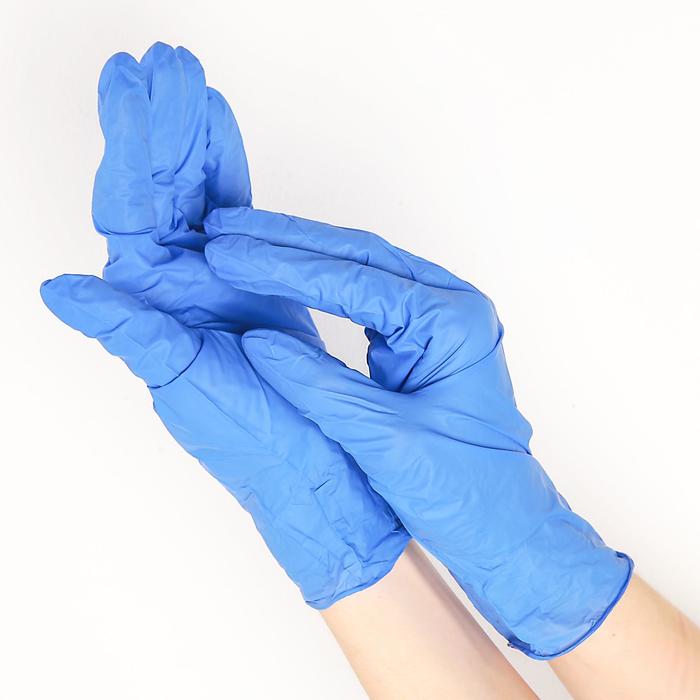 фото Перчатки нитриловые неопудренные eco, размер l, 200 шт/уп, цена за 1 шт, цвет синий