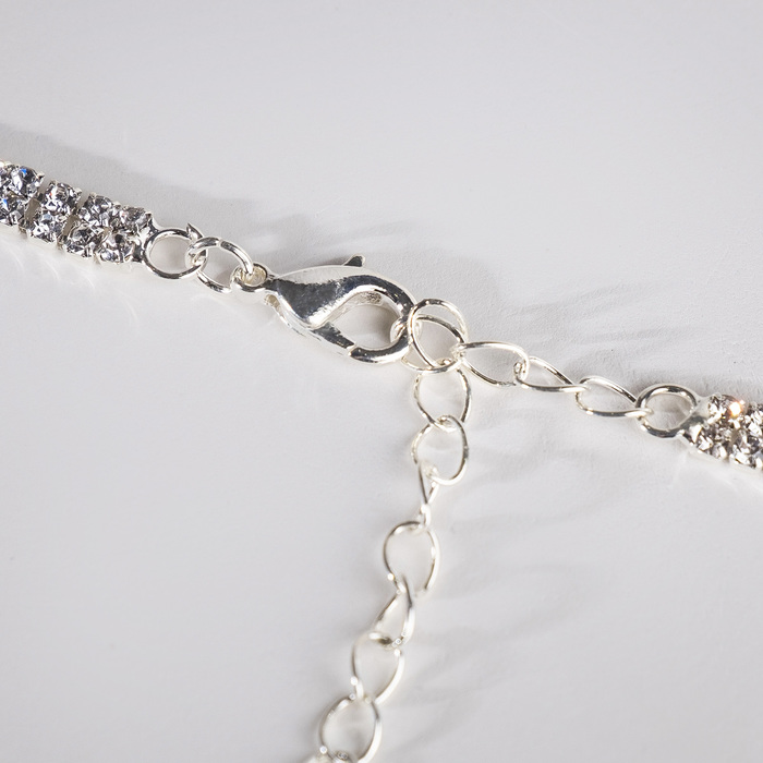 Набор 2 предмета: серьги, кулон "Элегантность" ромбы, цвет белый в серебре, 34 см