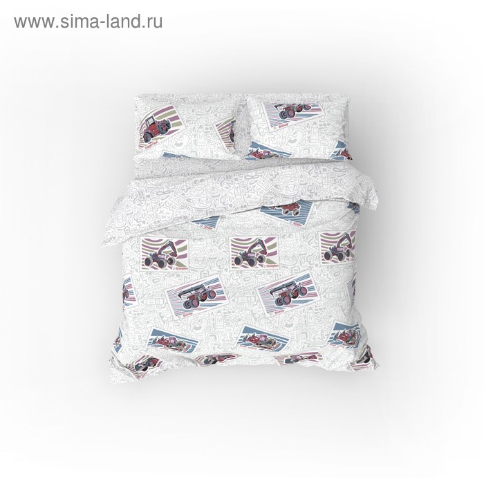 фото Постельное бельё 1,5сп «техника», 215х145 см, 220х150 см, 70х70 см, поплин ночь нежна