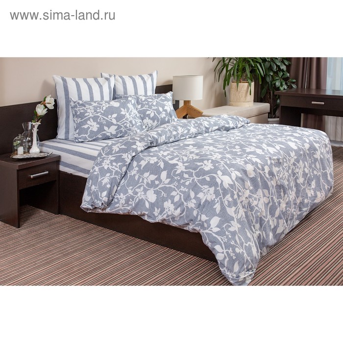 фото Постельное бельё ночь нежна 2сп «нежный силуэт», сер 175х215, 180х220, 70х70см 2шт, поплин