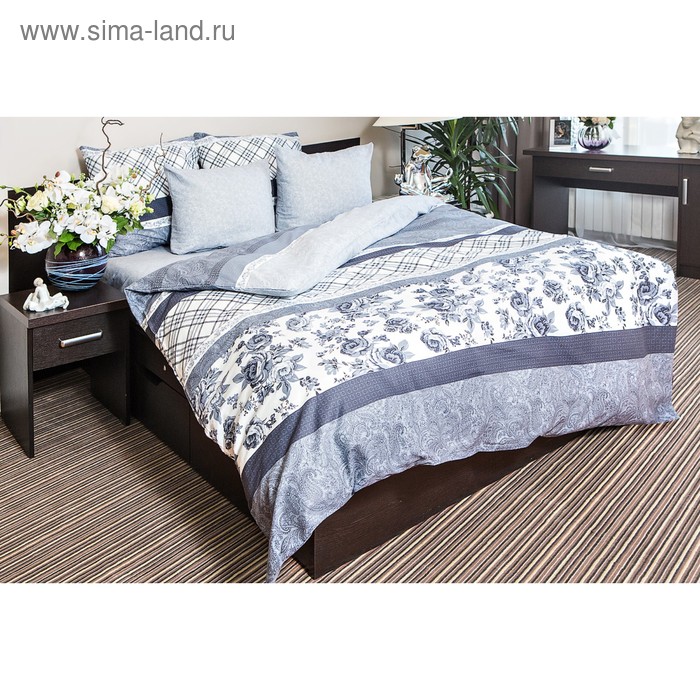 фото Постельное бельё ночь нежна евро «валери», 200х220, 220х240, 70х70см 2шт, поплин