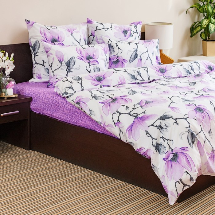 фото Постельное бельё ночь нежна дуэт «магнолия», 145х215 2шт, 220х240, 70х70см 2шт, поплин