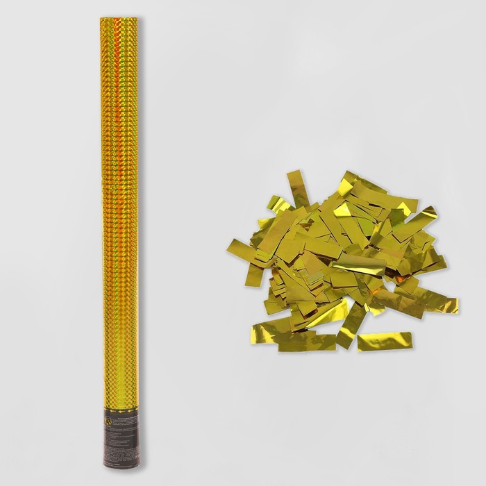 Пневмохлопушка «Голография», 60 см, золотое конфетти пневмохлопушка поворотная исполнения желаний конфетти фольга 20 см