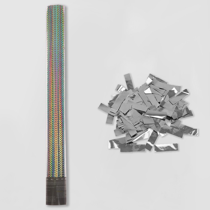 Пневмохлопушка «Голография», 60 см, серебряное конфетти пневмохлопушка поворотная исполнения желаний конфетти фольга 20 см