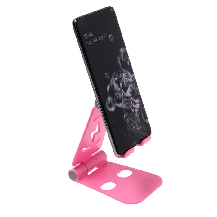 Подставка для телефона, регулируемая высота, силиконовые вставки, розовая