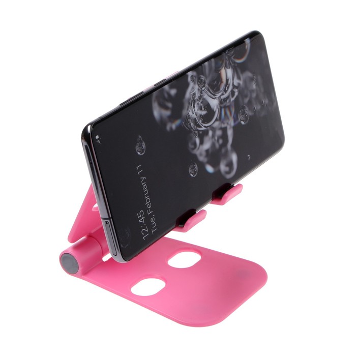 фото Подставка для телефона luazon, регулируемая высота, силиконовые вставки, розовая luazon home
