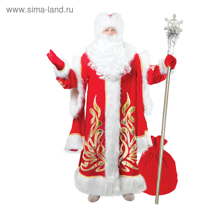 Карнавальный костюм «Дед Мороз королевский», аппликация золотистая, р. 56-58