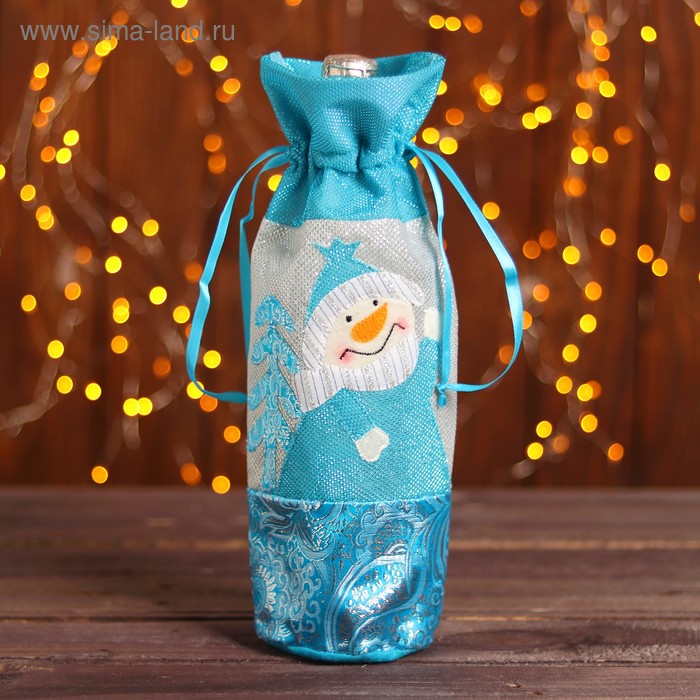 Чехол на бутылку «Снеговик с ёлочкой», на завязках