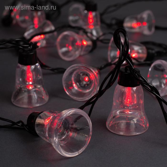 

Гирлянда «Нить» 5 м с насадками «Колокол», IP44, тёмная нить, 30 LED, свечение красное, 8 режимов, 220 В