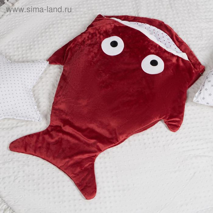 фото Одеяло (конверт) для детей крошка я "акула" цв.красный, 48*83 см, чехол п/э, подклад хл.