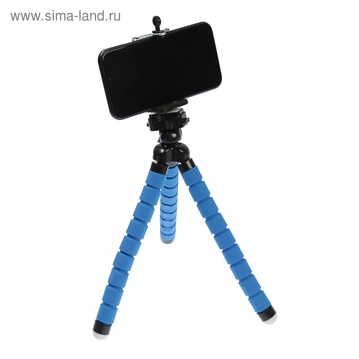 фото Штатив-тринога luazon, настольный, гибкие ножки, крепление для телефона, высота 26 см, синий luazon home