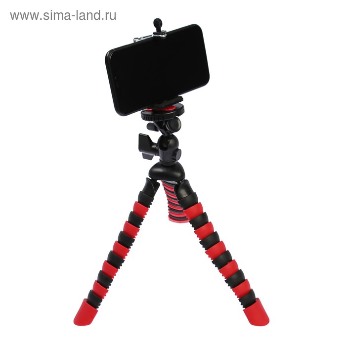 Штатив LuazON настольный, для телефона, гибкие ножки, высота 28 см, чёрно красный