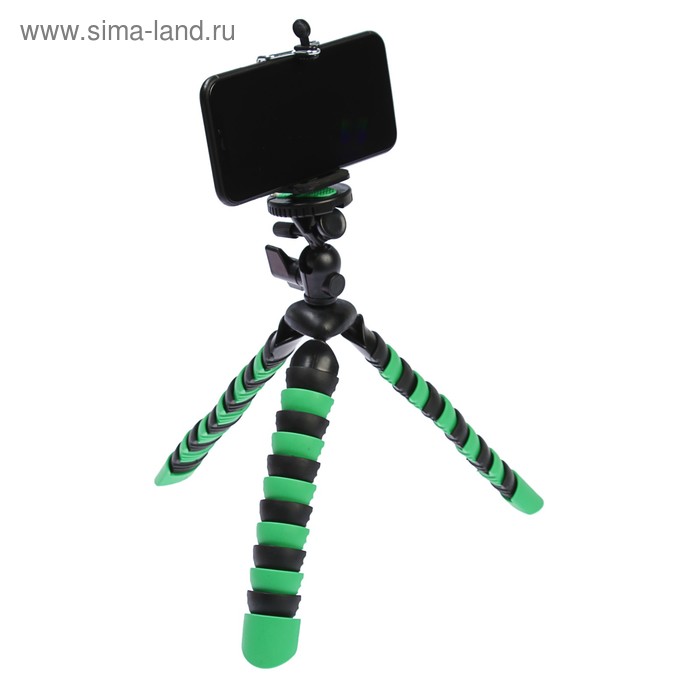 Штатив LuazON настольный, для телефона, гибкие ножки, высота 28 см, чёрно зелёный