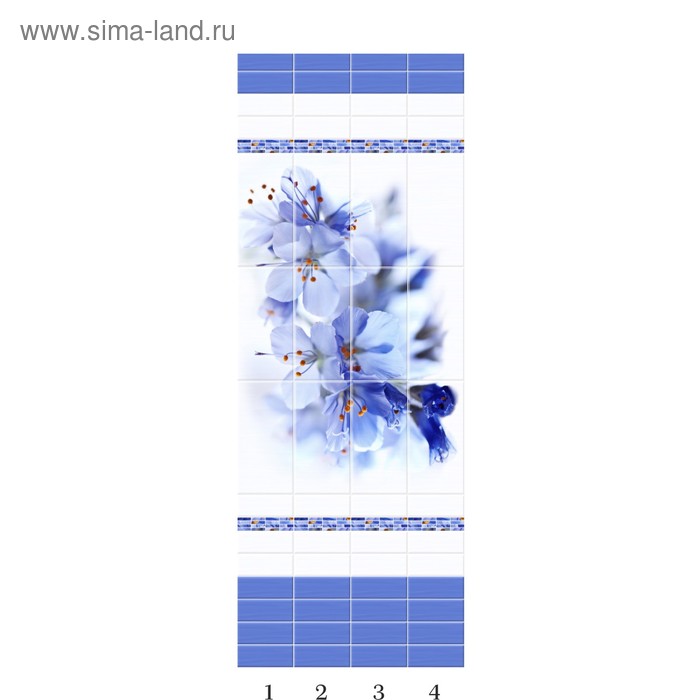 Панели ПВХ PANDA Синий цветок узор 01310 2700х250х8мм
