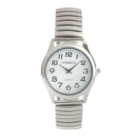 Часы наручные женские, браслет "резинка" серебро. d -4cм.