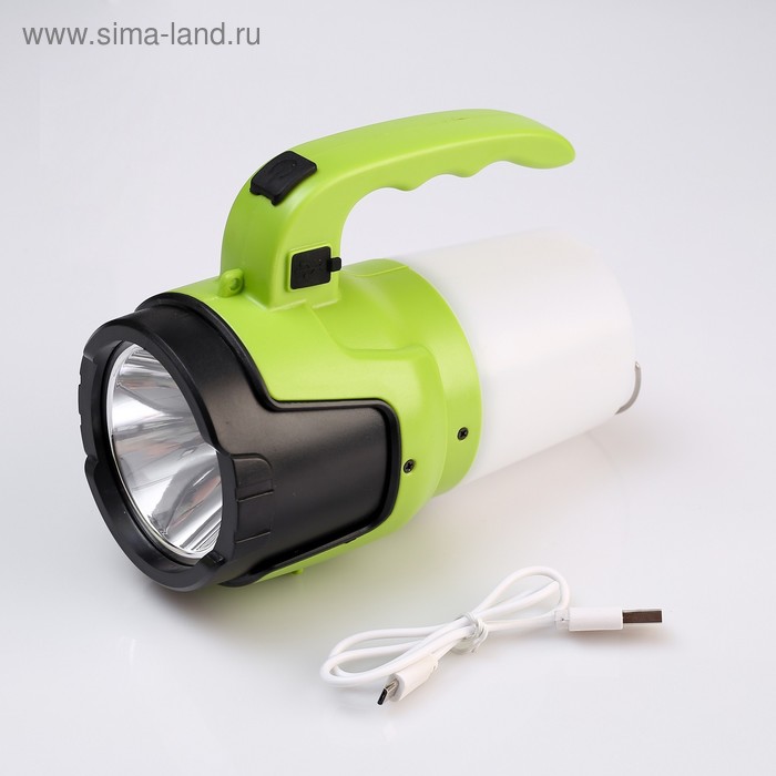 фото Фонарь прожекторный аккумуляторный, 5 вт, 2 led, 3 режима, usb, 18 х 15 х 9 см