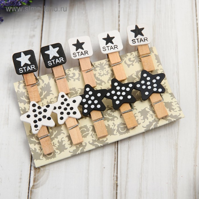 фото Набор декоративных прищепок «звёзды» набор 10 шт.