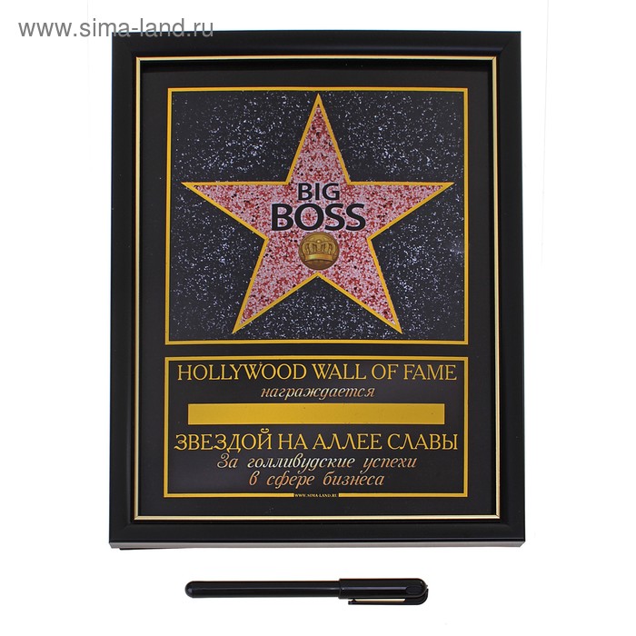 

Диплом звезда в рамке Big Boss, пластик 20,5 х 28 см