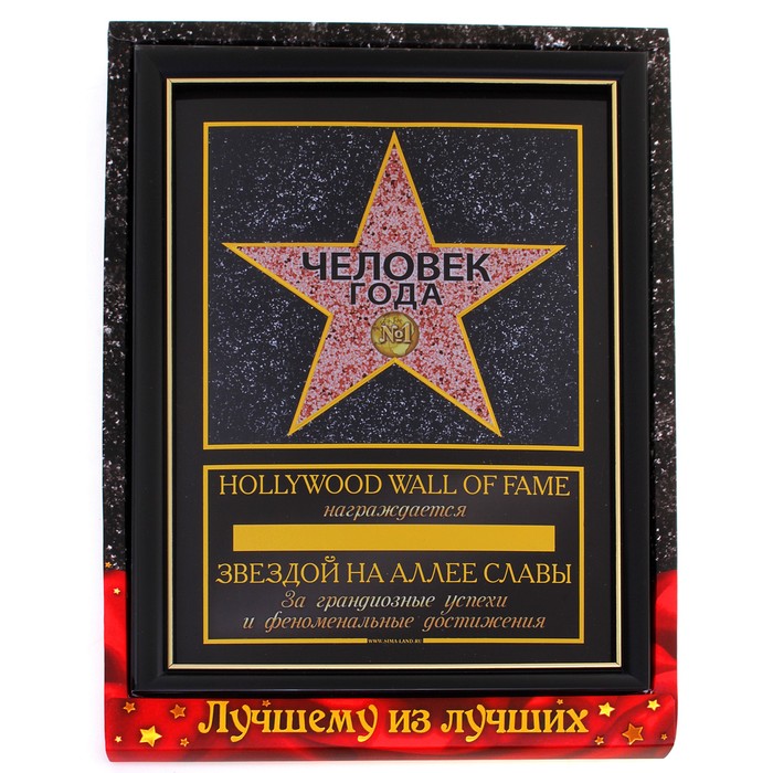 Диплом звезда "Человек года"