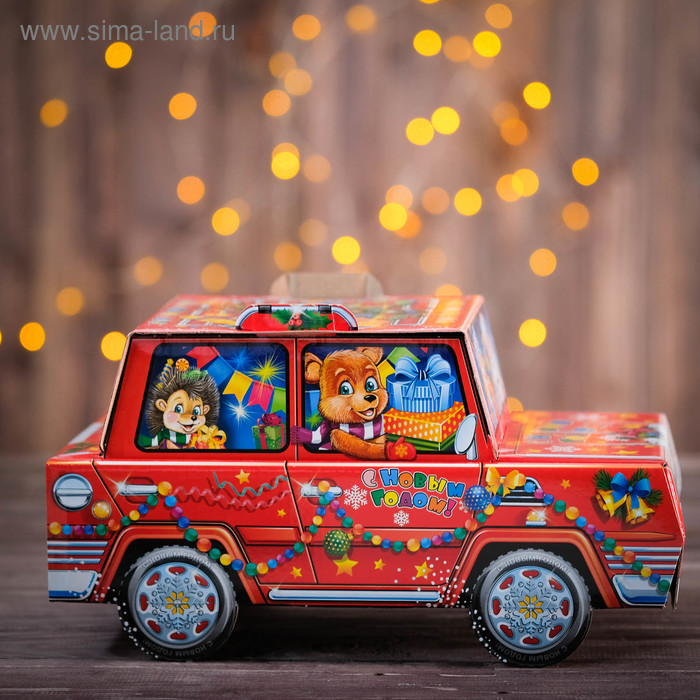 

Подарочная коробка "Новогодний джип",+ игра-лабиринт,15 х 31,5 х 16 см