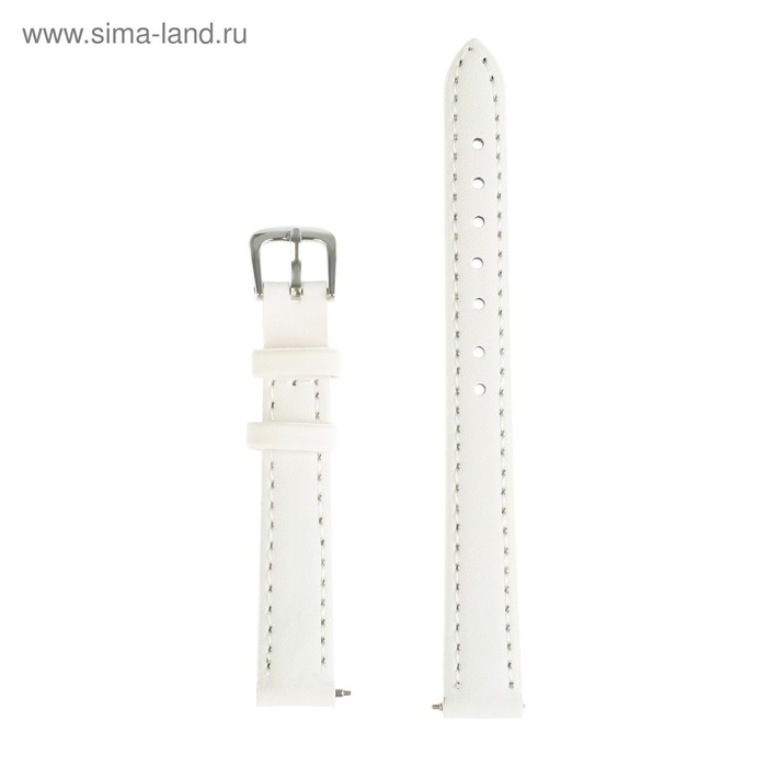 фото Ремешок для часов "соломон", 12 мм, натуральная кожа, l-18 см, белый