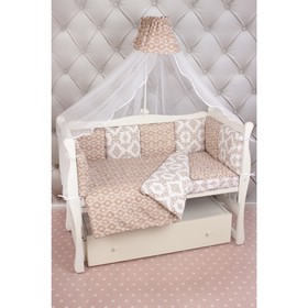 

Комплект в кроватку Premium «Короны», 19 предметов, бязь, коричневый