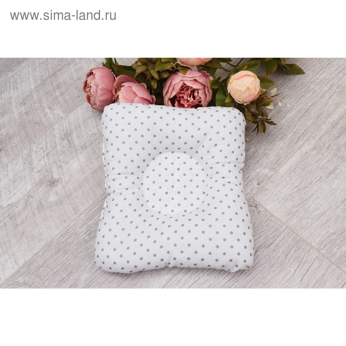 фото Подушка для кормления и сна baby joy, размер 26 × 28 см, принт горошек, цвет серый amarobaby
