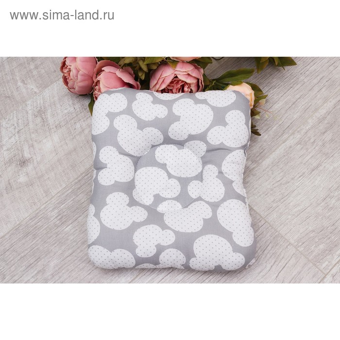 Подушка для кормления и сна baby joy, размер 26 × 28 см, принт мышонок цвет серый