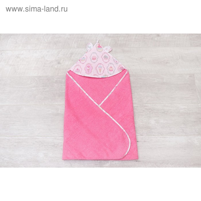 фото Полотенце-уголок cute love, размер 90 × 90 см, принт пироженки, цвет розовый amarobaby
