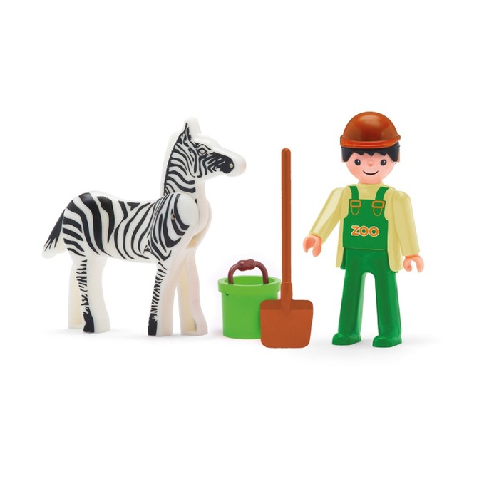 Игрушка «Сотрудник зоопарка», с зеброй и аксессуарами, 8 см