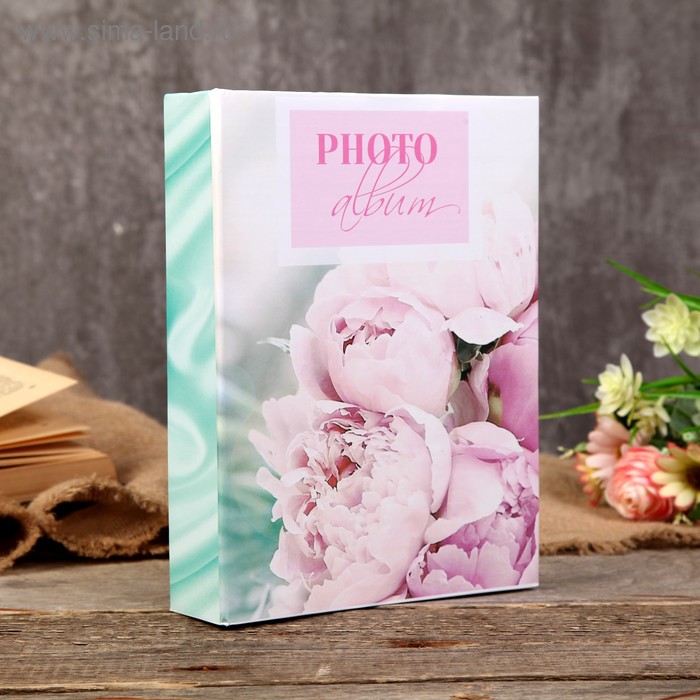

Фотоальбом 200 фото 10х15 см "Розовые королевские пионы" 26,5х17,5х5 см