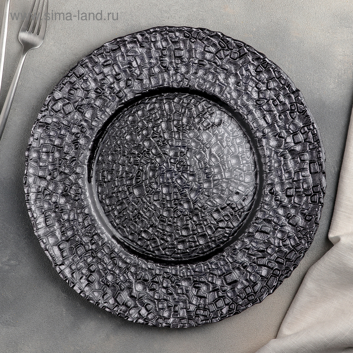 Тарелка стеклянная подстановочная Magistro «Кринкл», d=33 см, цвет серый тарелка капучино стеклянная d 32 см цвет серый