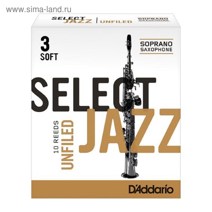 Трости Rico RRS10SSX3S Select Jazz Unfiled для саксофона сопрано, размер 3 (Soft), 10шт,